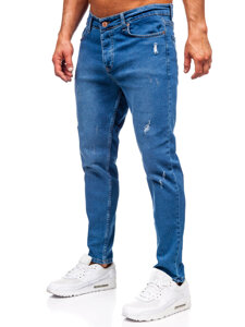 Slim Fit vyriški džinsai Tamsiai mėlyna Bolf 6453