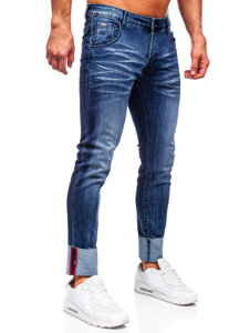 Slim Fit vyriški džinsai Tamsiai mėlyna Bolf MP0106BS