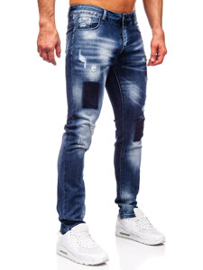 Slim Fit vyriški džinsai Tamsiai mėlyna Bolf MP0113BS