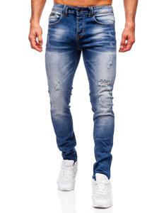 Slim Fit vyriški džinsai Tamsiai mėlyna Bolf MP0134BS