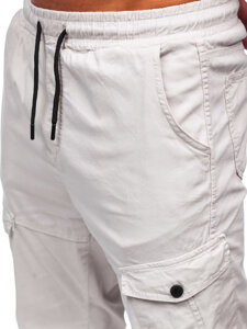 Smėlio spalvos vyriškos medžiaginės jogger cargo kelnės Bolf 384