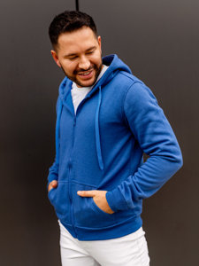 Šviesiai mėlynas vyriškas džemperis su gobtuvu Bolf 2008A