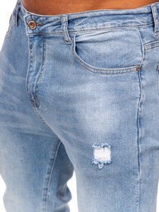 Šviesiai mėlynos vyriškos džinsinės kelnės skinny fit Bolf KA0128