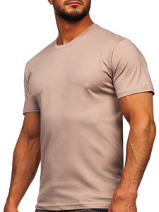 Šviesiai rudi vyriški medvilniniai marškinėliai Bolf 0001