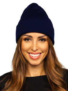 Tamsiai mėlyna moteriška žieminė pašiltinta kepurė YW09004