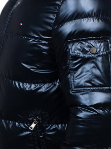Tamsiai mėlyna vyriška dygsniuota žieminė sportinė striukė Bolf EX2138