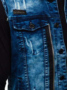 Tamsiai mėlyna vyriška džinsinė liemenė Bolf G115