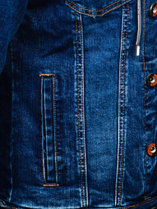 Tamsiai mėlyna  vyriška džinsinė striukė su gobtuvu Bolf RC85173W1