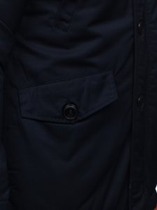 Tamsiai mėlyna vyriška žieminė parka striukė Bolf JK355