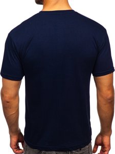 Tamsiai mėlyni vyriški marškinėliai su paveikslėliu Bolf 14803