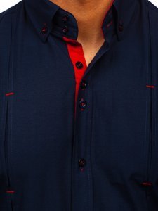 Tamsiai mėlyni vyriški marškiniai ilgomis rankovėmis Bolf 20725