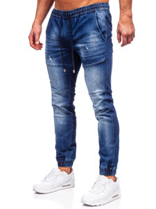 Tamsiai mėlynos vyriškos džinsinės jogger kelnės Bolf MP0078BS