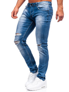 Tamsiai mėlynos vyriškos džinsinės kelnės regular fit Bolf MP002BC