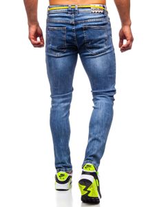 Tamsiai mėlynos vyriškos džinsinės kelnės skinny fit Bolf KX565