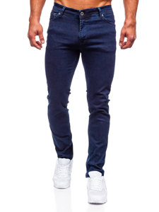 Tamsiai mėlynos vyriškos džinsinės kelnės slim fit Bolf 5054