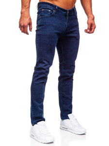 Tamsiai mėlynos vyriškos džinsinės kelnės slim fit Bolf 5066