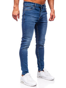 Tamsiai mėlynos vyriškos džinsinės kelnės slim fit Bolf 6262