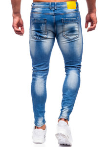 Tamsiai mėlynos vyriškos džinsinės kelnės slim fit Bolf BC1025