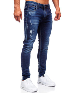 Tamsiai mėlynos vyriškos džinsinės kelnės slim fit Bolf KS2036