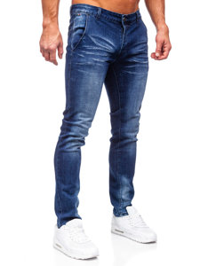 Tamsiai mėlynos vyriškos džinsinės kelnės slim fit Bolf MP0091BS