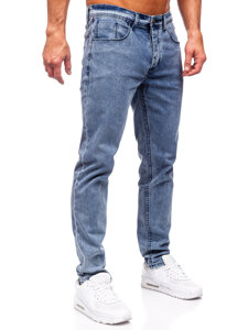 Tamsiai mėlynos vyriškos džinsinės kelnės slim fit Bolf MP0192BS