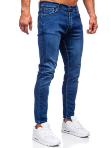 Tamsiai mėlynos vyriškos džinsinės kelnės slim fit Bolf R921
