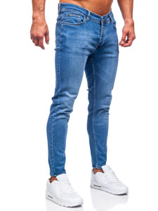 Tamsiai mėlynos vyriškos džinsinės kelnės slim fit Bolf R922