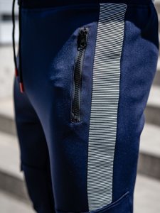 Tamsiai mėlynos vyriškos jogger cargo kelnės Bolf K10283