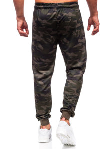 Tamsiai žalios vyriškos sportinės jogger camo kelnės Bolf JX6185