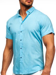 Turkio spalvos medvilniniai vyriški marškiniai trumpomis rankovėmis Bolf 20501
