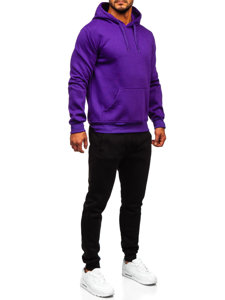 Violetinis vyriškas komplektas, džemperis su gobtuvu ir kengūros kišene Bolf D002