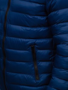 Vyriška demisezoninė dygsniuota sportinė striukė tamsiai mėlyna Bolf JP1101