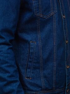 Vyriška džinsinė striukė tamsiai mėlyna Bolf 1110