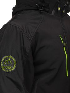 Vyriška softshell striukė juoda su žalia Bolf P191