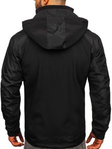 Vyriška softshell striukė juoda su žalia Bolf P191