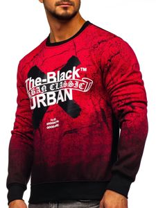 Vyriškas džemperis be gobtuvo su paveiklėliu raudonas Bolf DD259