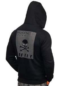 Vyriškas džemperis su gobtuvu ir paveikslėliu juodas Bolf 33101