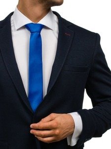 Vyriškas elegantiškas kaklaraištis mėlynas siauras Bolf K001