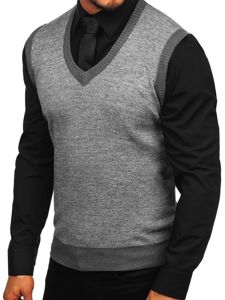 Vyriškas megztinis be rankovių pilkas Bolf 8131