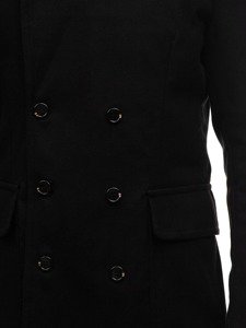 Vyriškas žieminis dvieilis paltas su aukštu kaklu juodas Bolf 1048