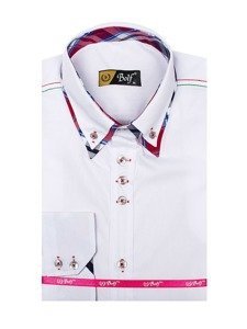 Vyriški elegantiški balti marškiniai ilgomis rankovėmis Bolf 3701