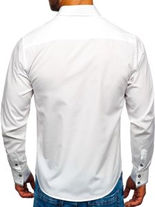Vyriški elegantiški balti marškiniai ilgomis rankovėmis Bolf 4713