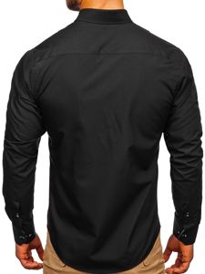 Vyriški elegantiški marškiniai ilgomis rakovėmis juodi Bolf 5722