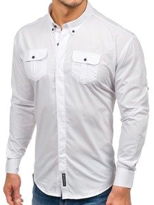 Vyriški elegantiški marškiniai ilgomis rankovėmis balti Bolf 0780