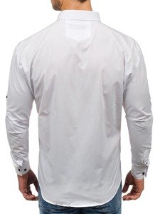 Vyriški elegantiški marškiniai ilgomis rankovėmis balti Bolf 0780