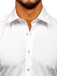 Vyriški elegantiški marškiniai ilgomis rankovėmis balti Bolf 1703
