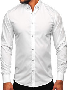 Vyriški elegantiški marškiniai ilgomis rankovėmis balti Bolf 5821-1