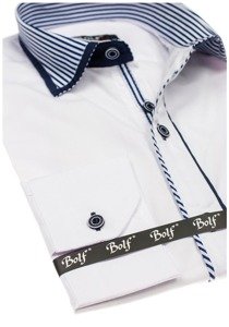 Vyriški elegantiški marškiniai ilgomis rankovėmis balti Bolf 6940