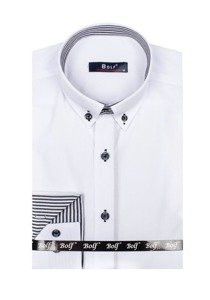 Vyriški elegantiški marškiniai ilgomis rankovėmis balti Bolf 6943
