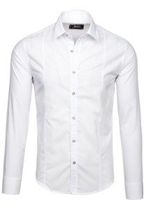 Vyriški elegantiški marškiniai ilgomis rankovėmis balti Bolf 6944